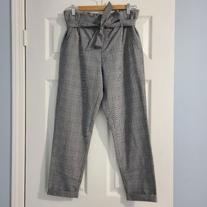 Zara Black & White Gingham Tied Trousers